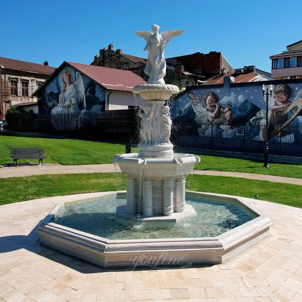 Romanian Development Zone Marble Angel Fountain