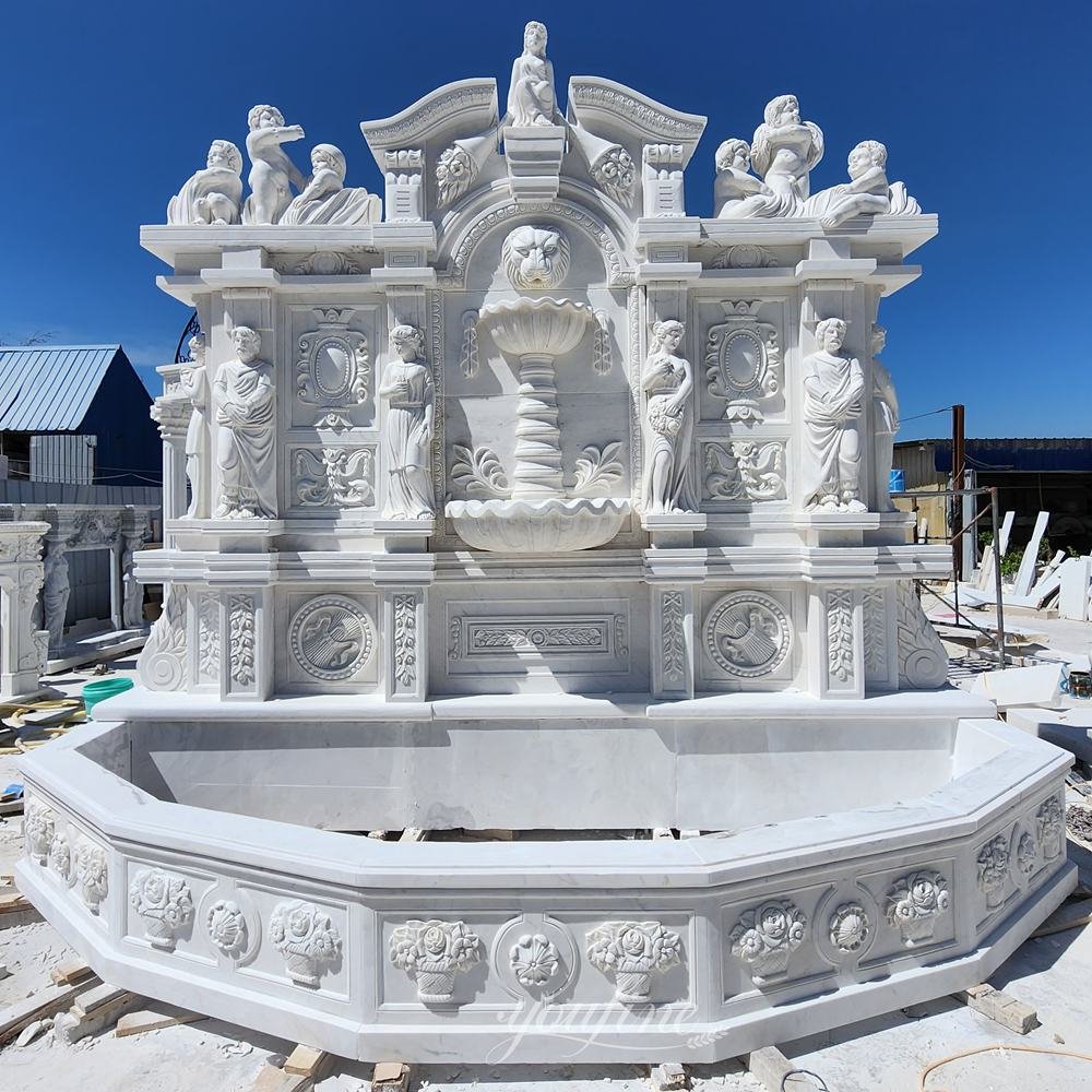carved grand neoclassical wall fountain with exquisite carvings