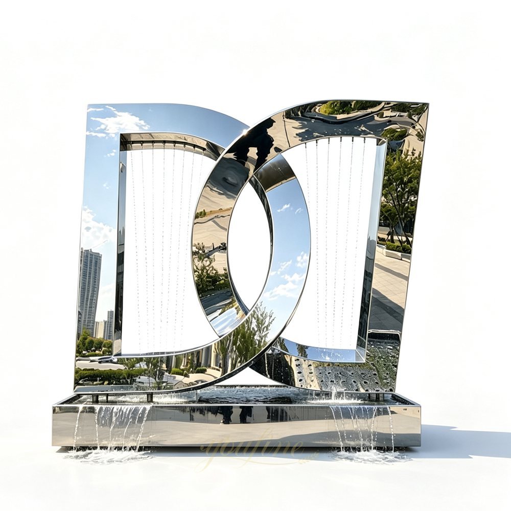 modern mirror double d letter shape water feature