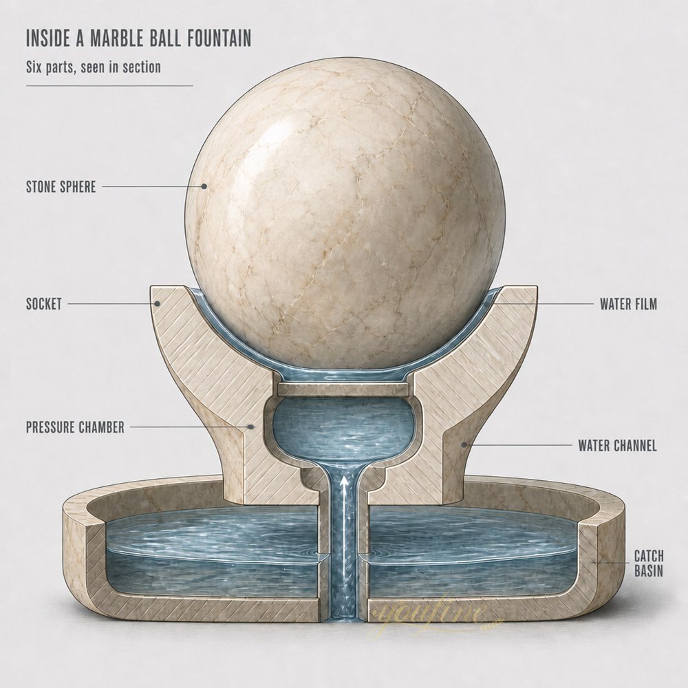 components of a marble ball fountain