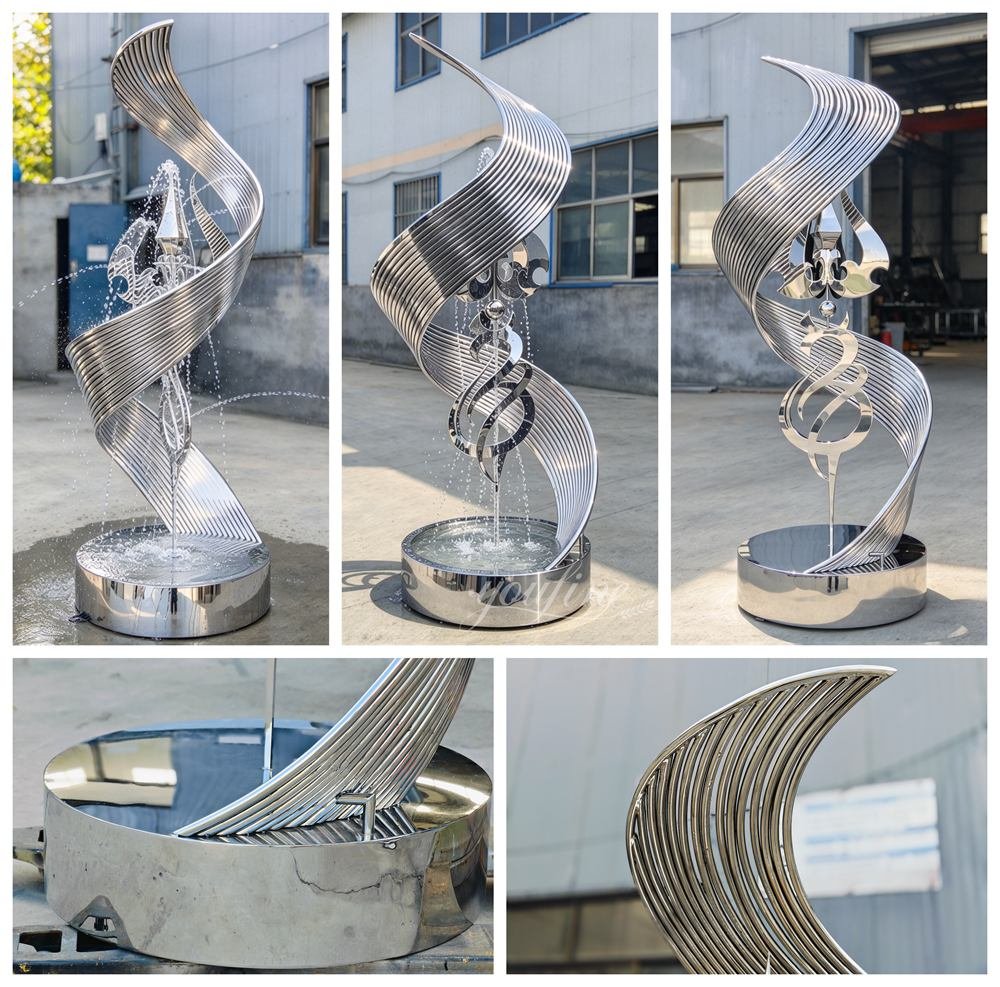 Custom Metal Totem Ribbons Water Fountain Details