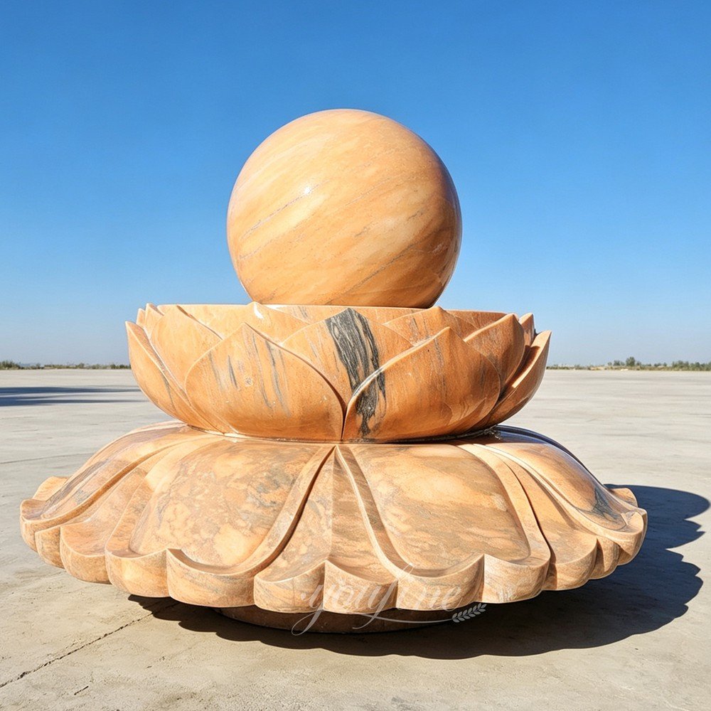 sunset red marble lotus fountain factory photo