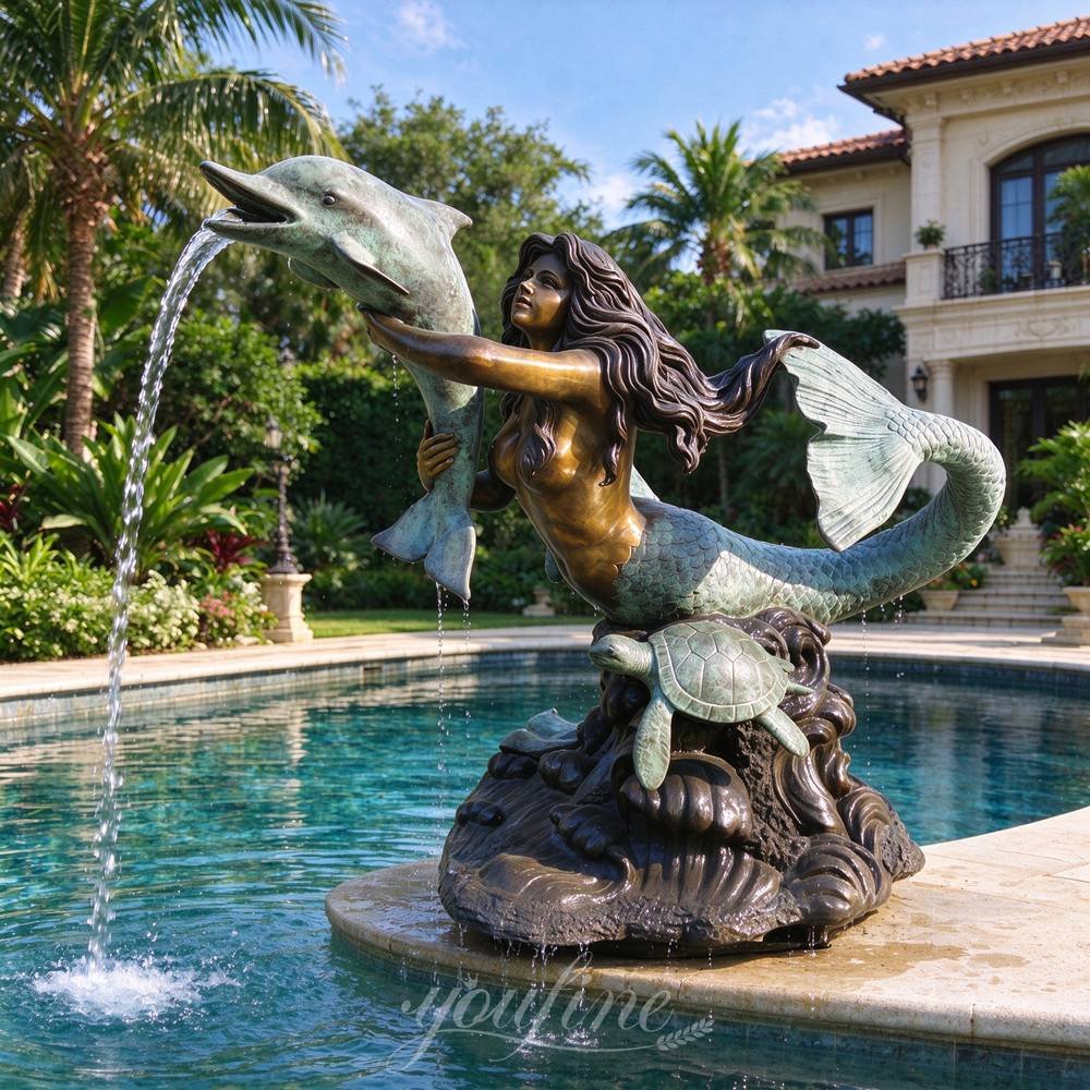 Bronze Mermaid with Sea Turtles Fountain