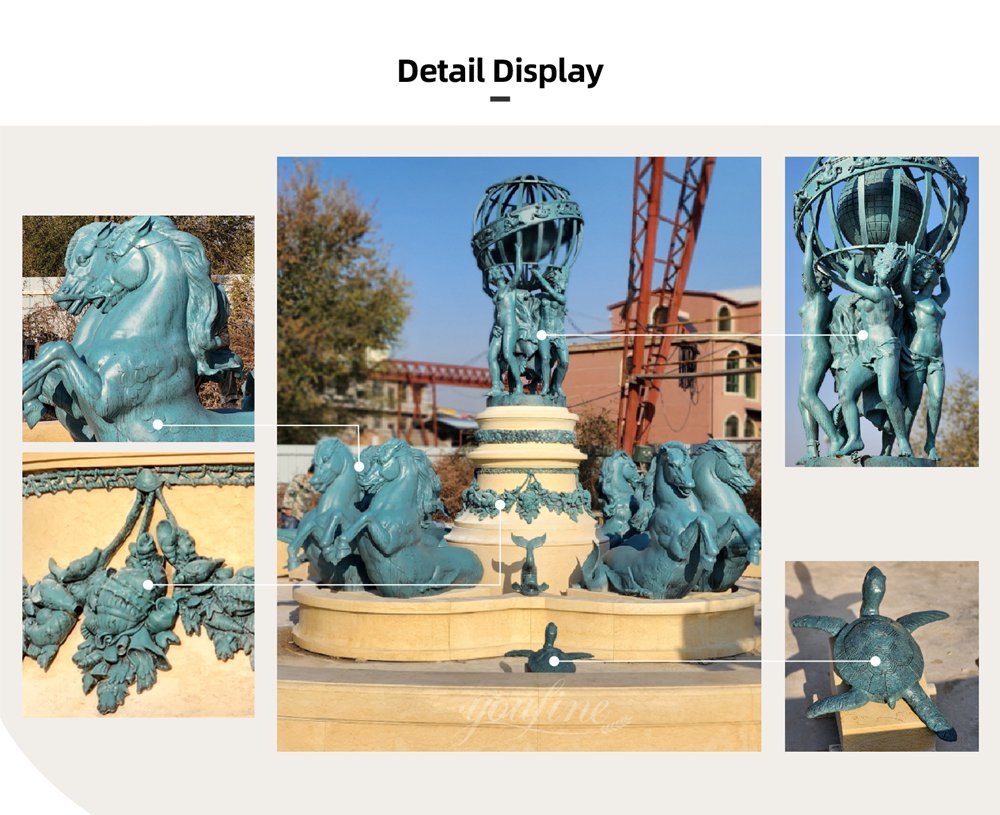 details of bronze fountains