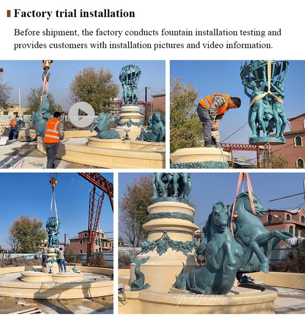 trial assembly of bronze fountains by youfine