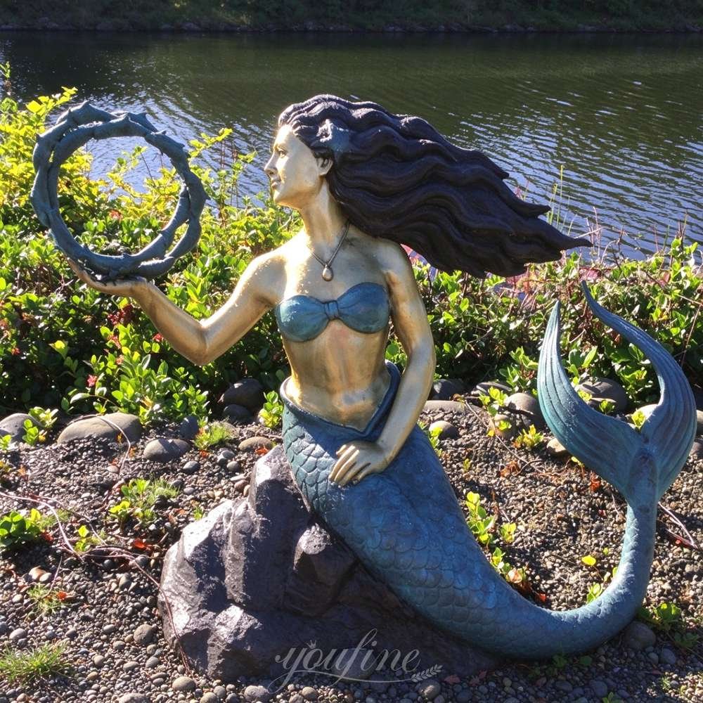 US garden pond bronze mermaid sculpture