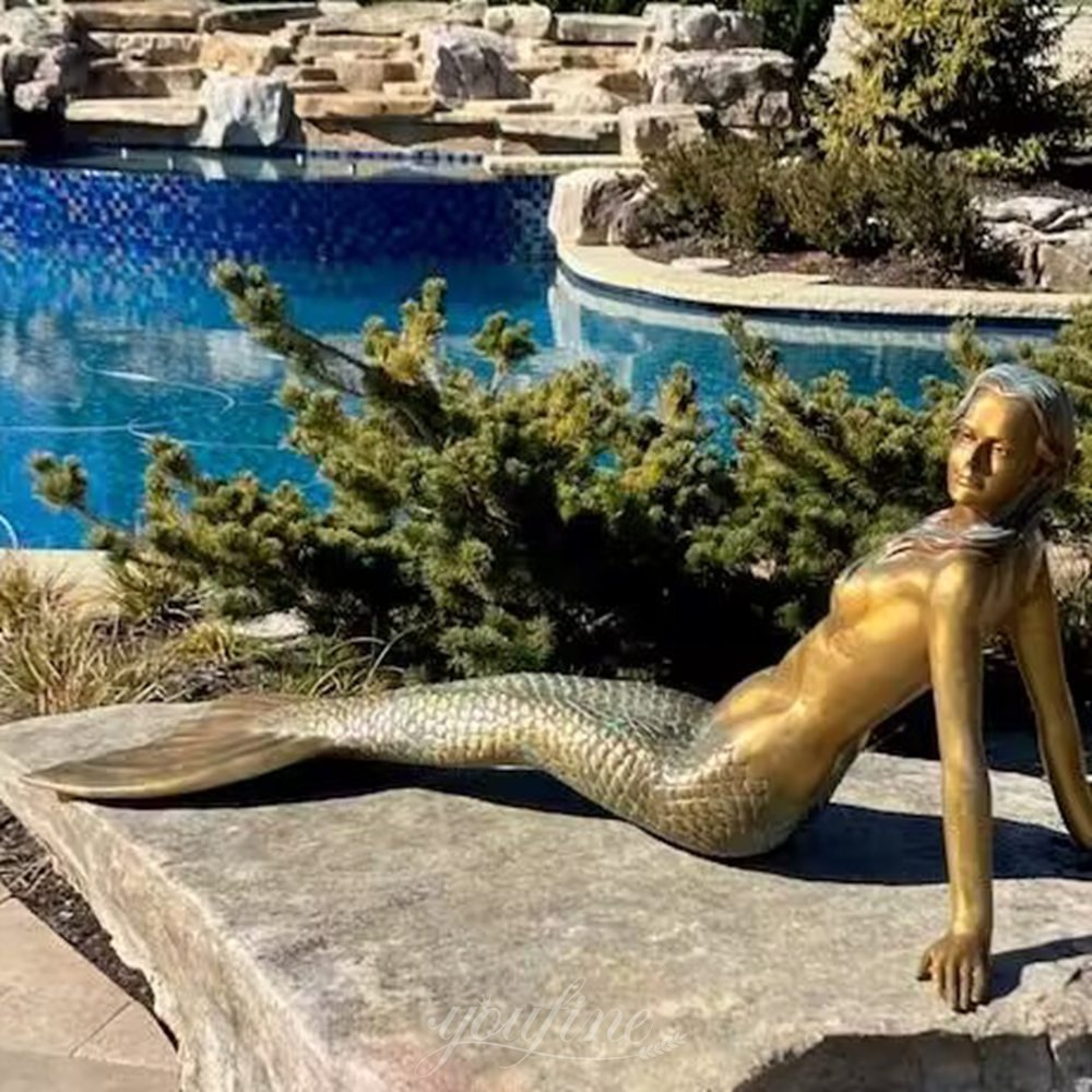 US private yard bronze mermaid sculpture