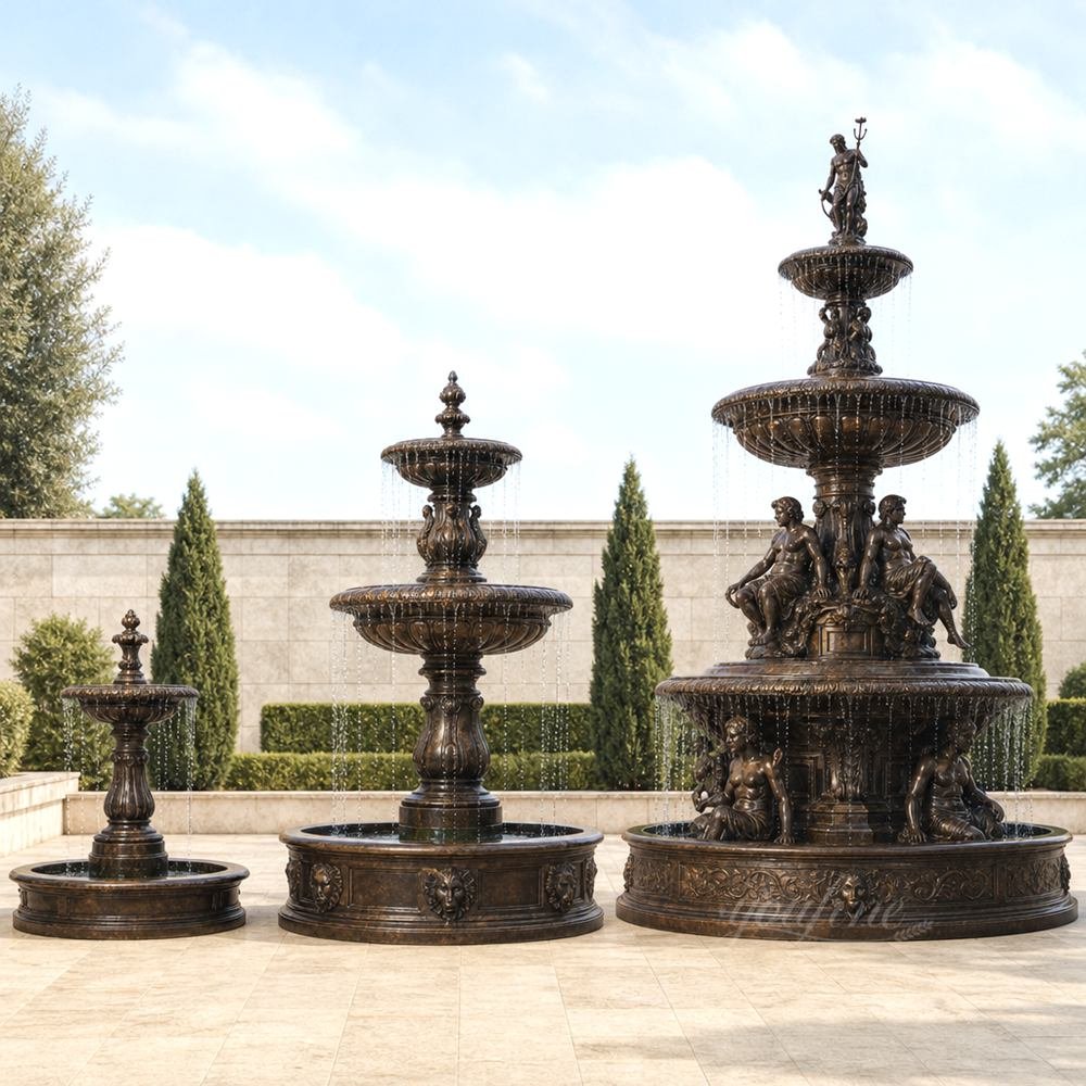 various styles of bronze fountains