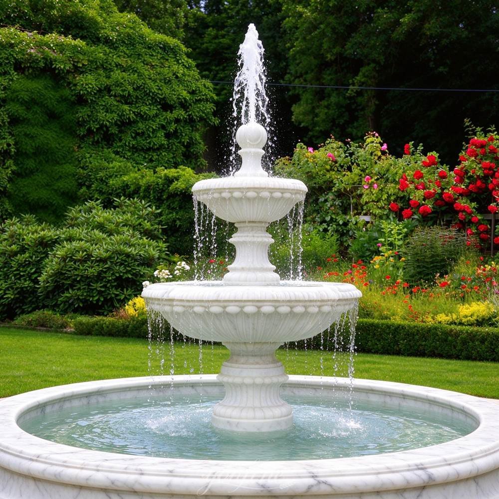 crystal clear water outdoor marble fountain