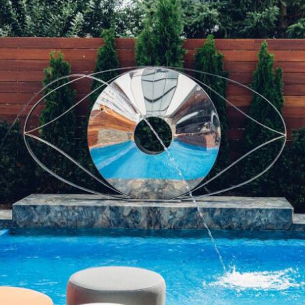 Mirror Outdoor Metal Sculpture Fountain Pool Decor