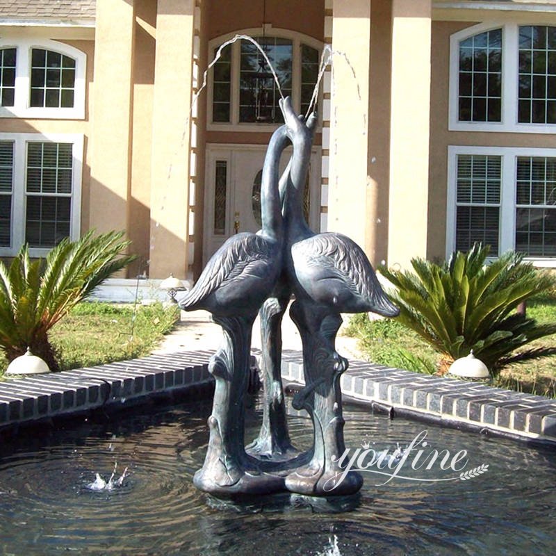 Bronze Heron Bird Statue Fountain