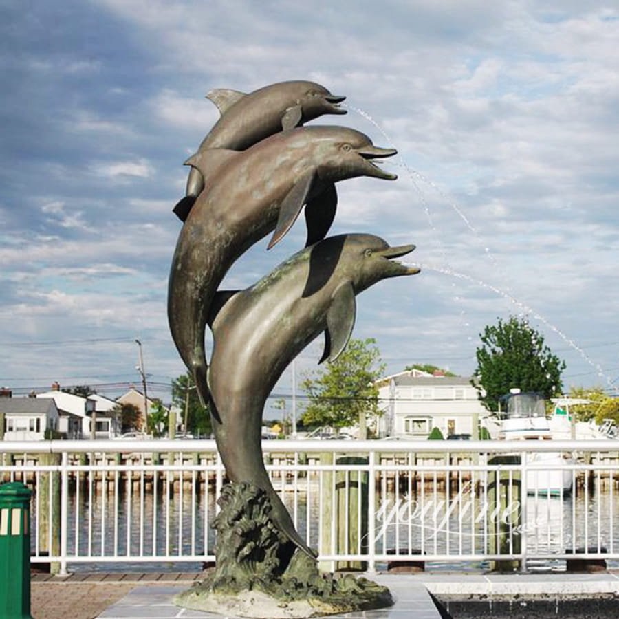 Bronze Leaping Dolphin Fountain for Outdoors