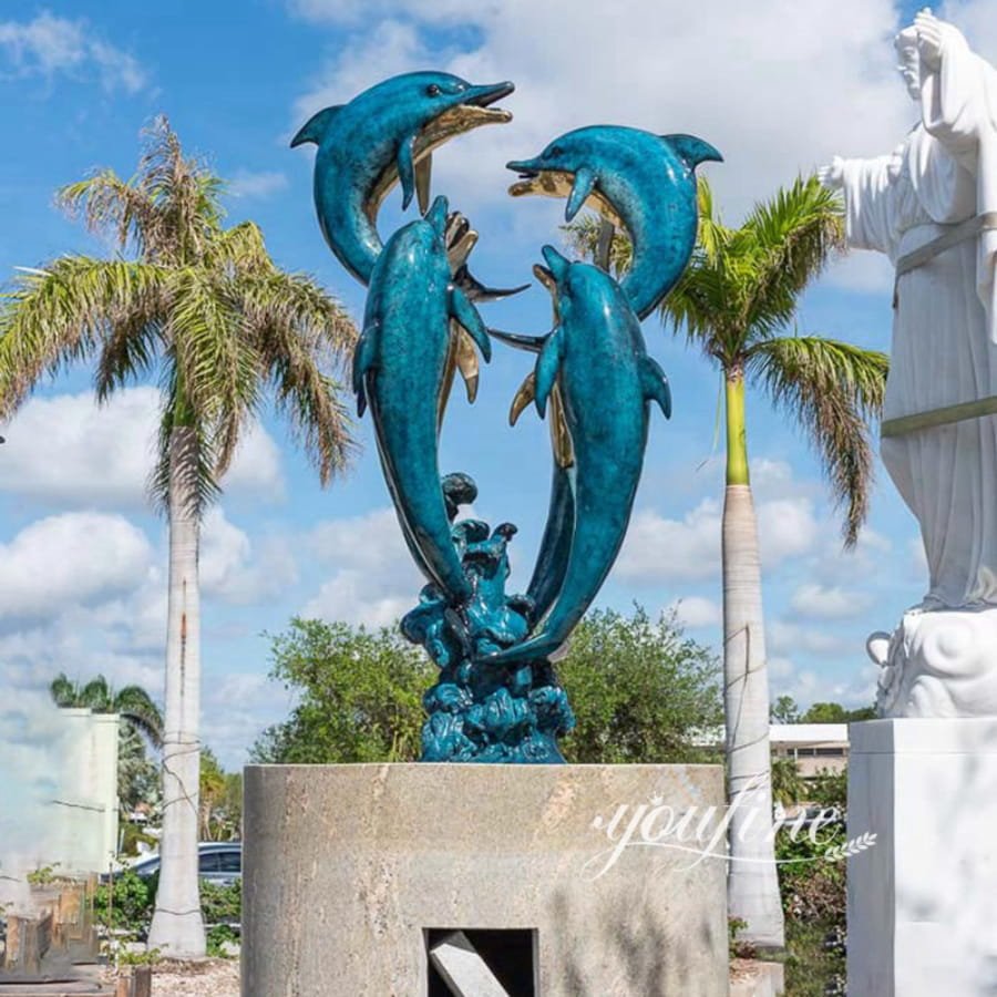 Beautiful Bronze Dolphin Family Fountain for Sale