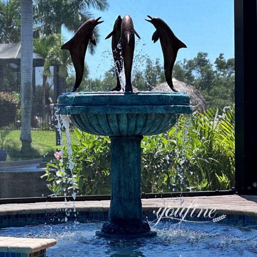 Exquisite Bronze Dolphin Fountain for Pool Decor