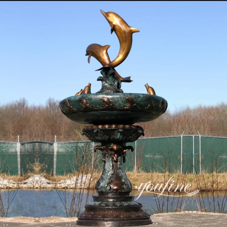 Outdoor Bronze Dolphin Water Feature Fountain