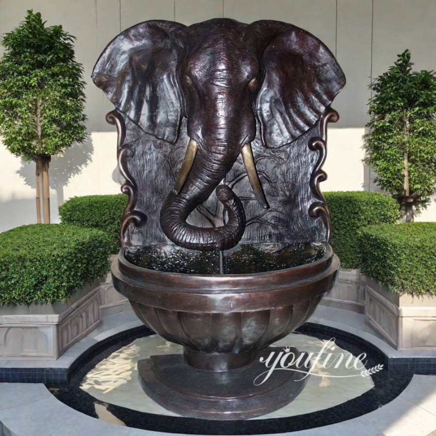 Large Bronze Elephant Head Wall Fountain