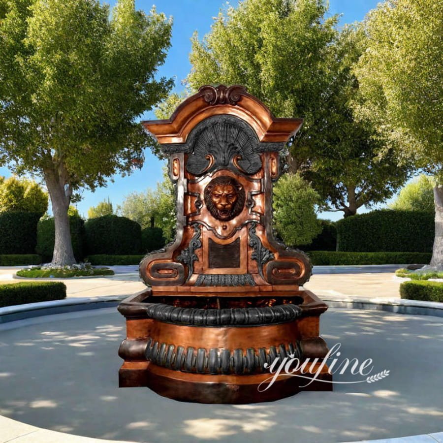 Cast Bronze Lion Head Wall Fountain