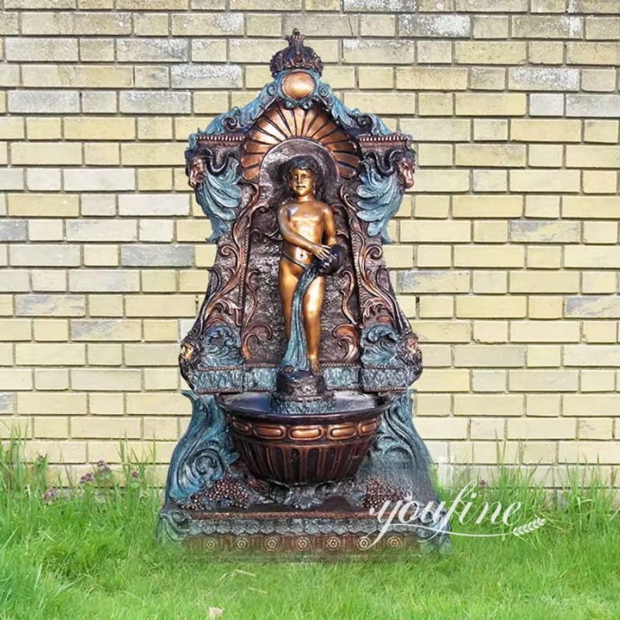 Outdoor Bronze Boy Wall Fountain