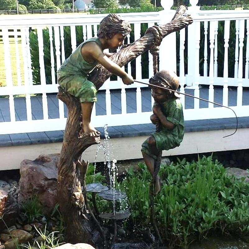 Bronze Fishing Boy Fountain