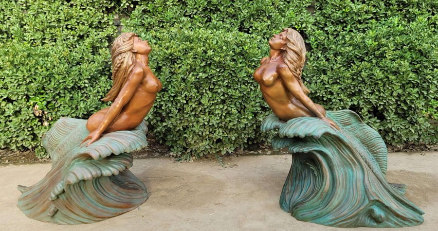 Bronze Mermaid Fountain patina