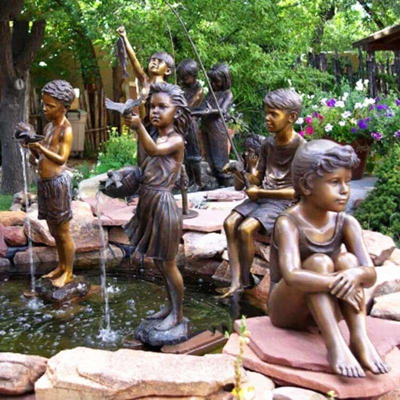 Bronze Children Sculpture Fountain