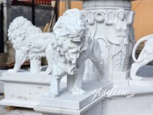 hand carved marble lion fountain with lady statues 1