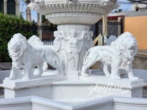 hand carved marble lion fountain with lady statues 5