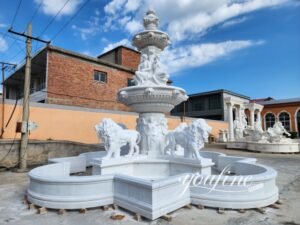 hand carved marble lion fountain with lady statues 8