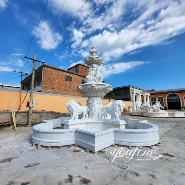 marble lion fountain with lady statues 2