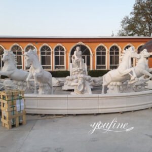 large apollo marble outdoor fountain with horse statues 1