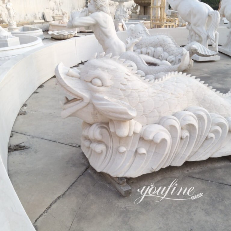 large apollo marble outdoor fountain with horse statues 2