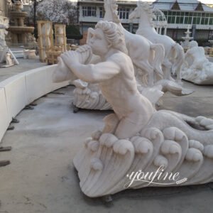 large apollo marble outdoor fountain with horse statues 3