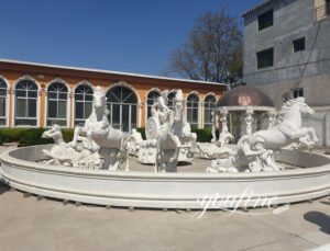 large apollo marble outdoor fountain with horse statues 4