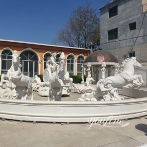 large apollo marble outdoor fountain with horse statues 5