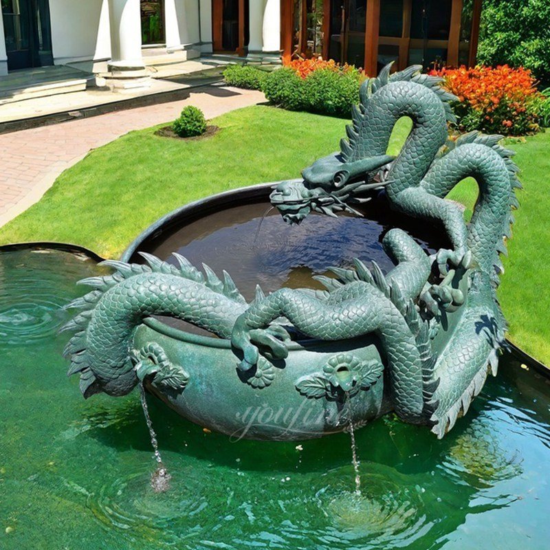 bronze garden dragon fountain