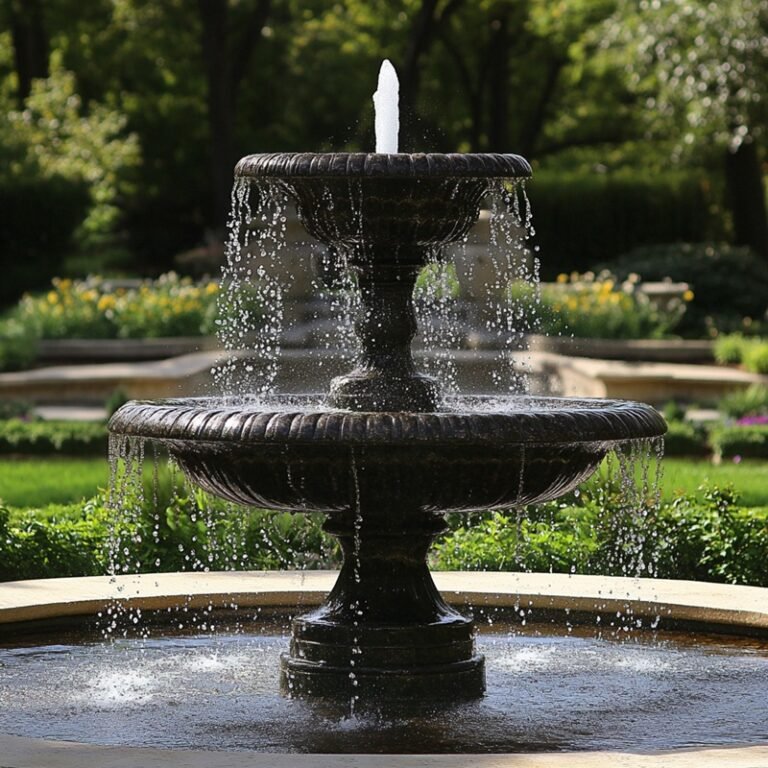 black marble layered fountain for outdoor gardens