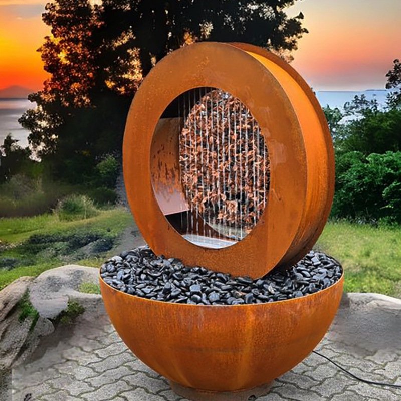 corten steel fountain for garden