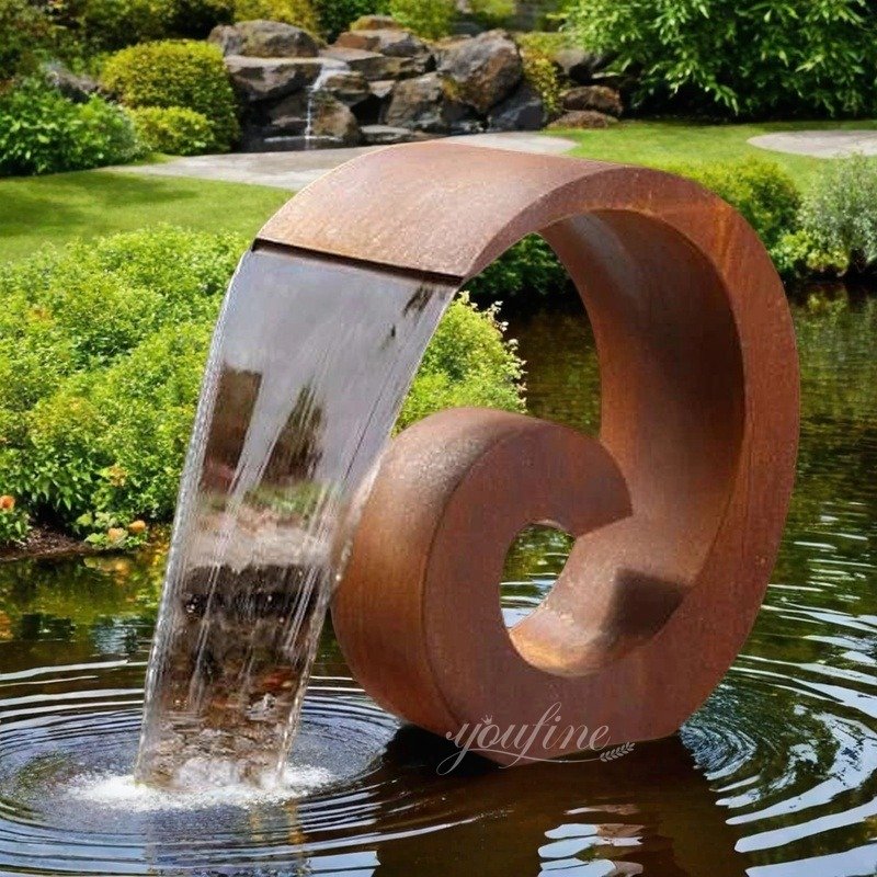 popular corten steel water fountain for american garden