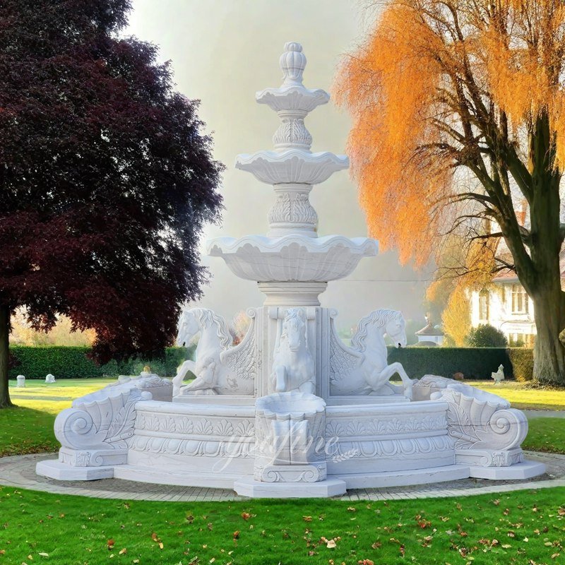 marble horse fountain for garden decor