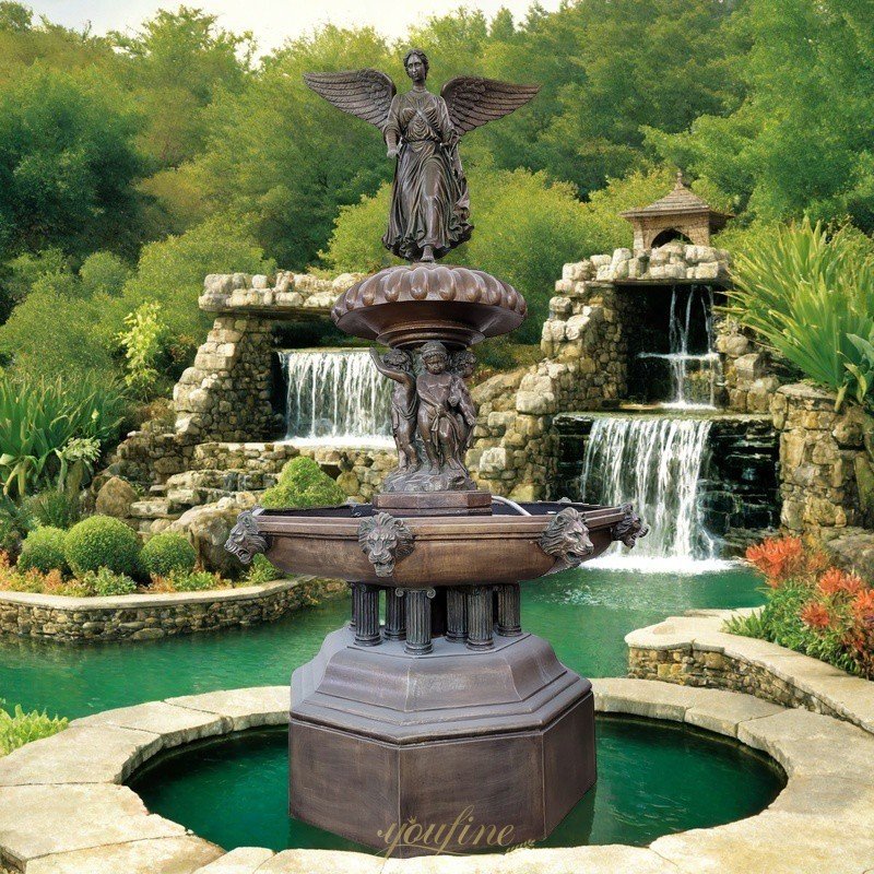 large outdoor bronze bethesda fountain
