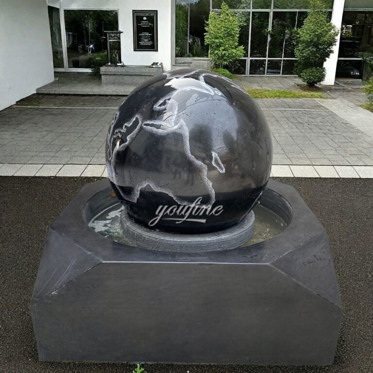 black marble ball fountain for yard decor