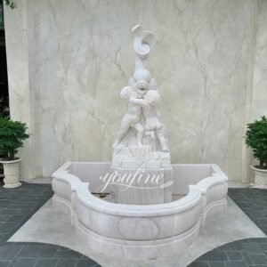 marble cute children and big headed fish wall fountain