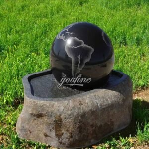 outdoor black marble ball fountain for lawn decor