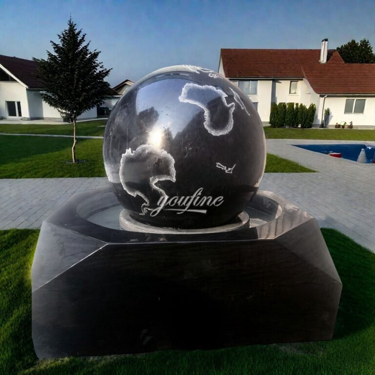 popular outdoor black marble ball fountain