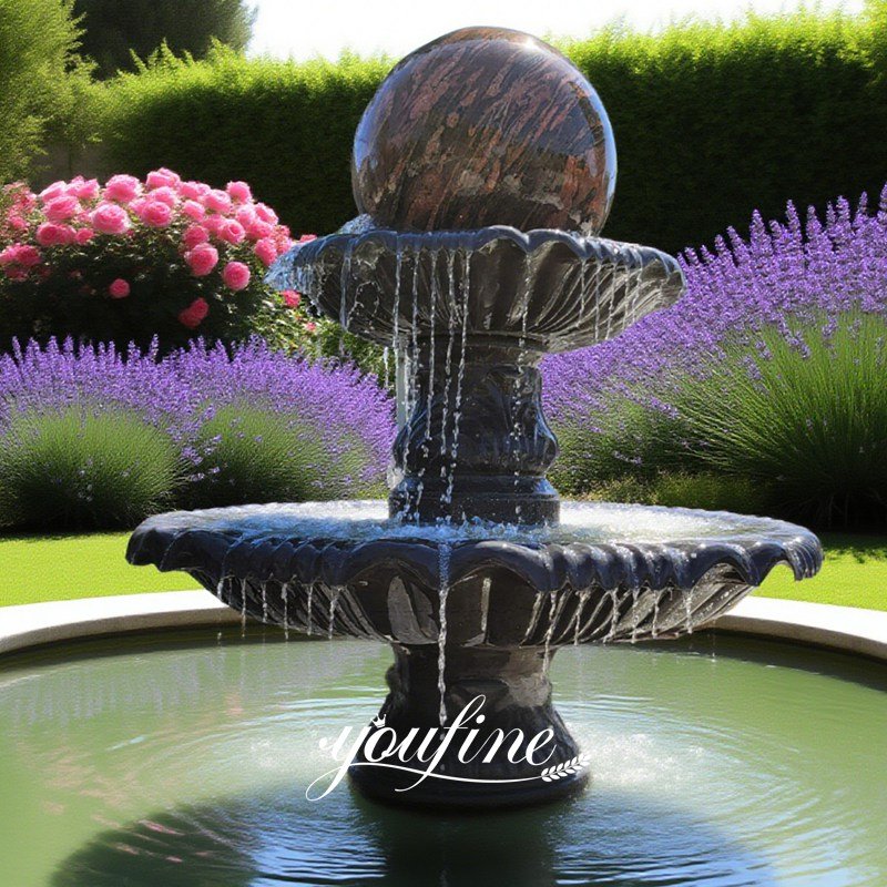 black marble kugel fountain for garden pond decor