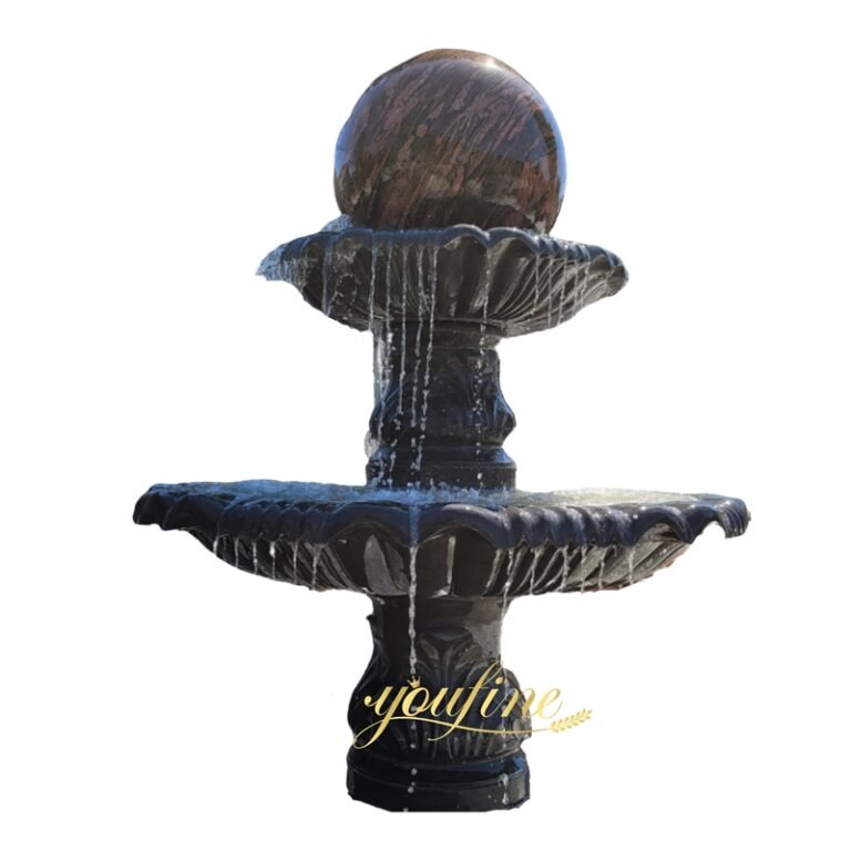 hand carved black marble kugel fountain for sale