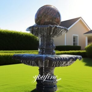 custom black marble kugel fountain for yard decor