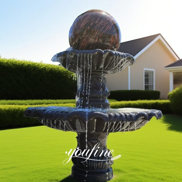 custom black marble kugel fountain for yard decor