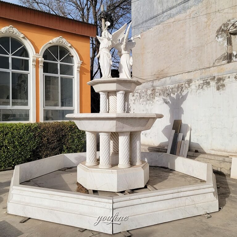 large high quality marble angel fountain with trumpet factory photo