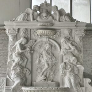 white marble large wall fountain detail